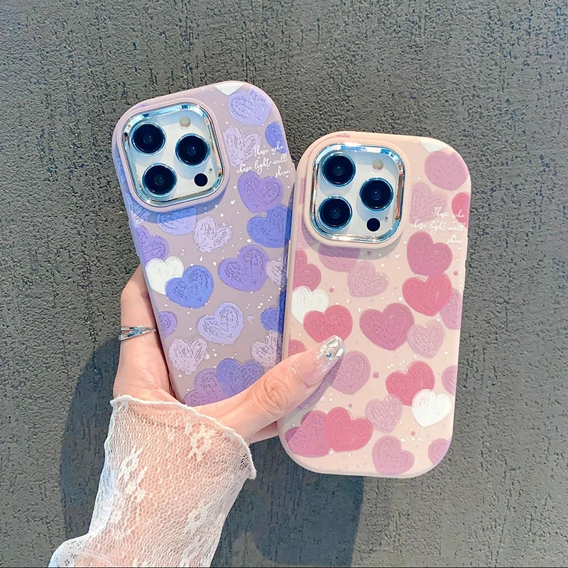 满屏爱心iPhone13苹果14promax手机壳15小清新12情侣11网红xr简约