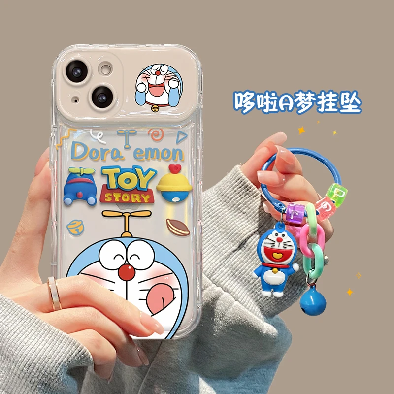 可爱叮当翻盖镜子iPhone15苹果13promax手机壳14女款11立体12创意