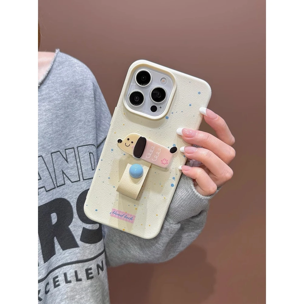 创意泼墨动物指扣适用iPhone15苹果13硅胶手机壳14promax全包少女