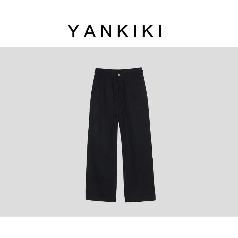 抽绳磨毛黑牛仔裤  YANKIKI 2024秋冬季新款NEW