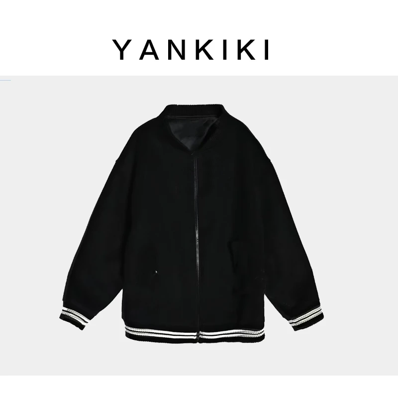 后背拉链设计款羊毛棒球服外套 YANKIKI 2023秋冬款NEW