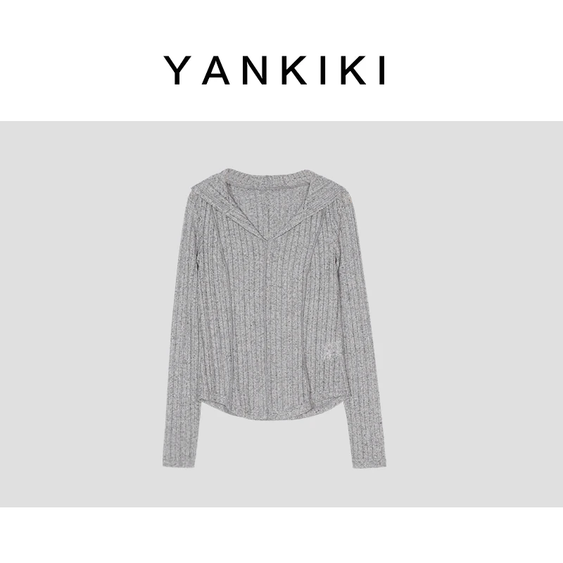 早秋灰帽衫上衣 YANKIKI 2024秋季款NEW