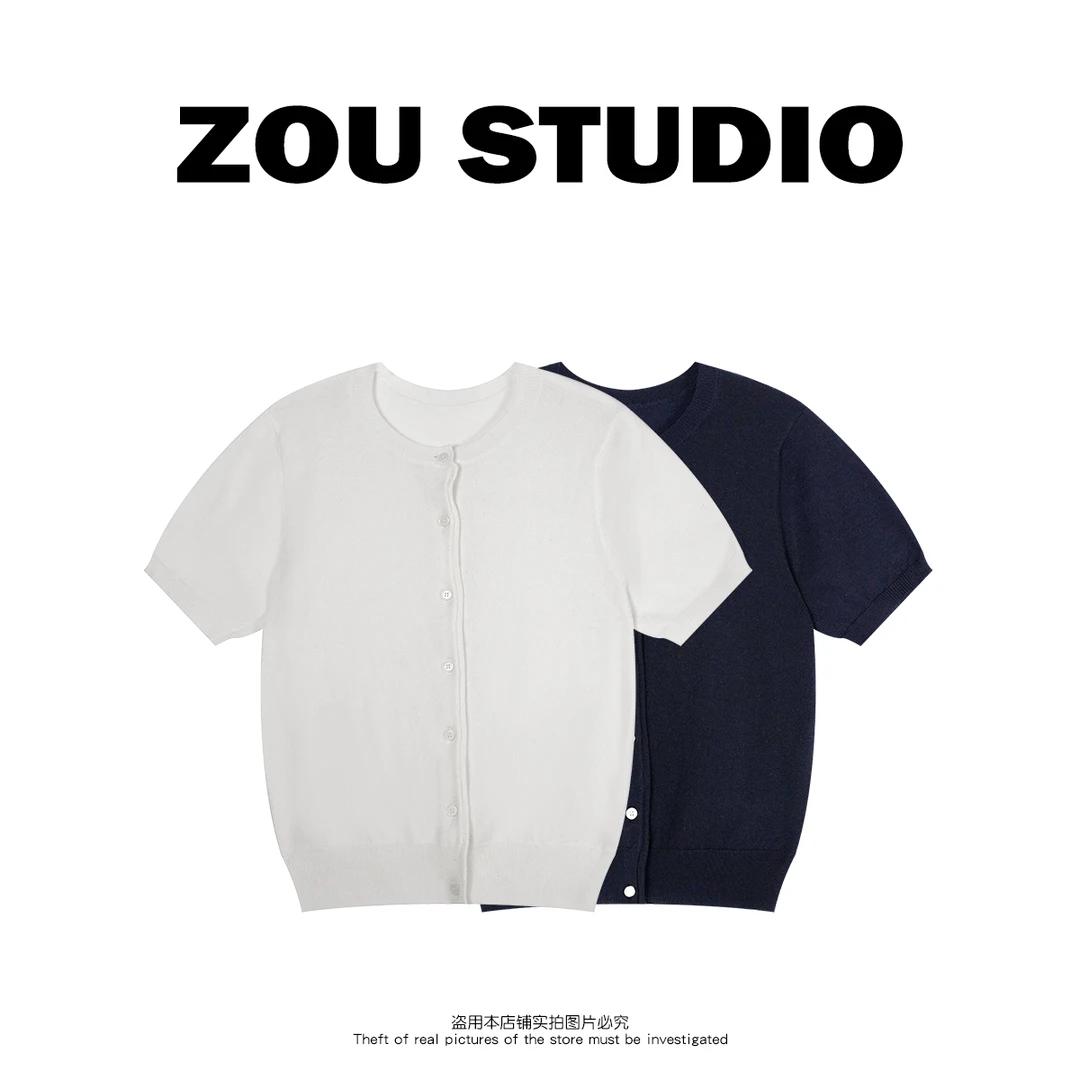 ZOU STUDIO 【VXVS】 土司  春款开衫休闲款百搭短袖T恤372-1