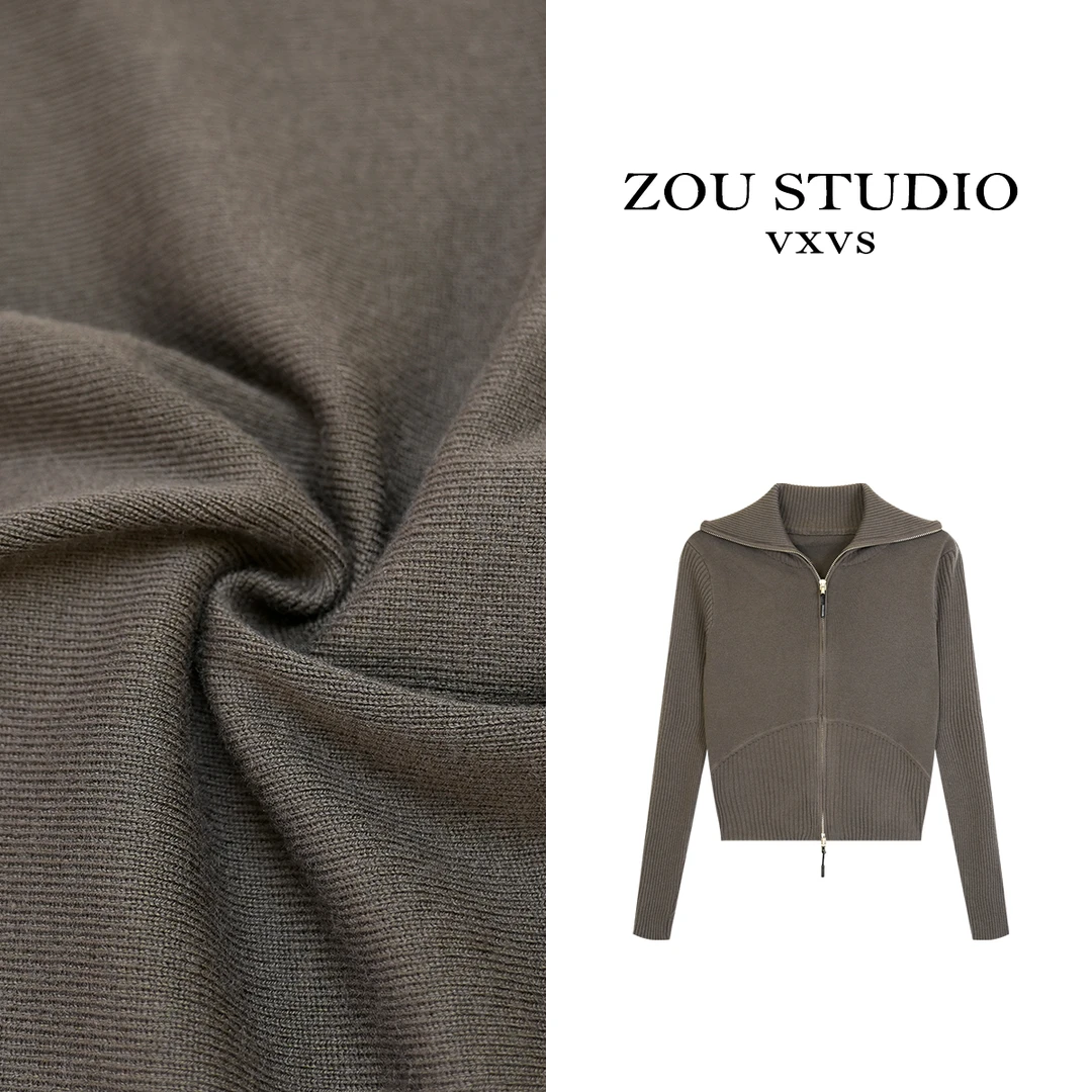 ZOU STUDIO【VXVS】双拉链针织 新款设计感时尚翻领外套 3712