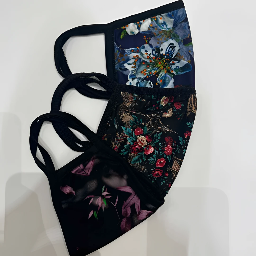 桑蚕丝真丝针织印花口罩 防晒防风抗寒 颜色随机3个一组