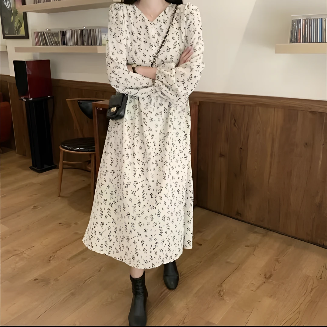 春夏新款小清新日系韩版收腰显瘦碎花女装百搭气质连衣裙优雅