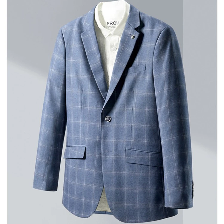 【主持人/粉丝福利】新款男士时尚简约经典格纹休闲西服V9L40700