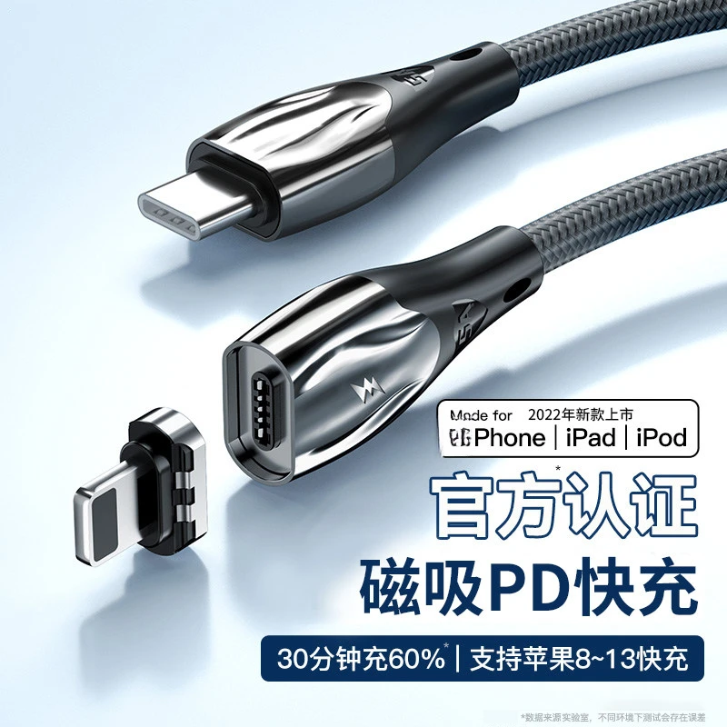 适用苹果PD磁吸数据线20w快充双type-c苹果15平板ipad pro充电线