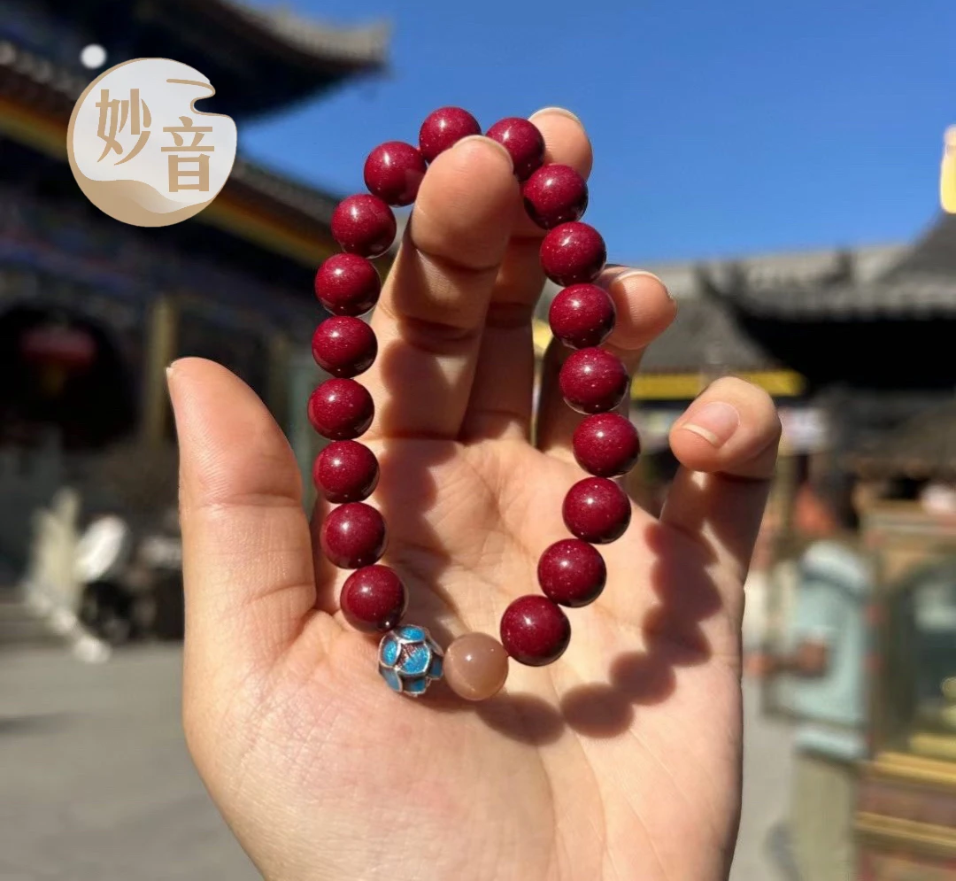 含辰砂工艺品朱砂净心手串手链女紫金砂静心莲花
