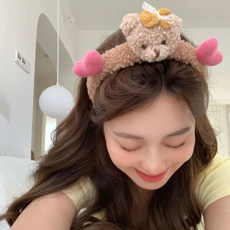 超可爱小熊发箍立体卡通毛绒玩偶头箍少女心洗脸发卡宽边发饰日韩