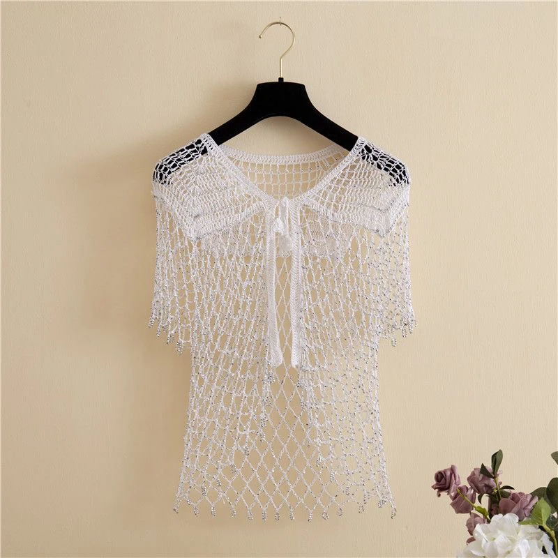 夏季镂空斗篷披肩式上衣套头罩衫薄款百搭坎肩短款外套外搭配裙子