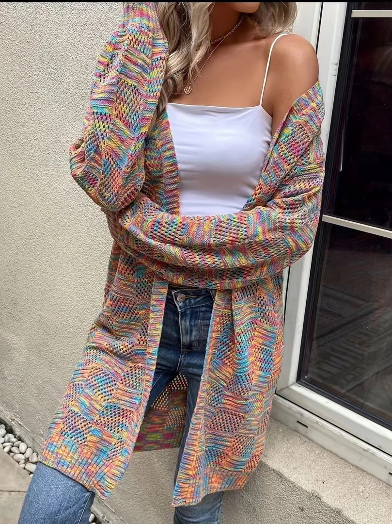 春秋大码镂空针织罩衫女网衫外搭披肩气质时尚百搭开衫针织