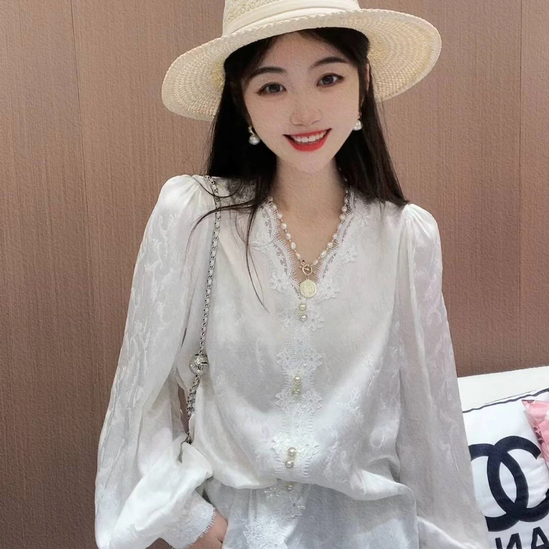 《CHUN》雪花绣提花桑蚕丝上衣