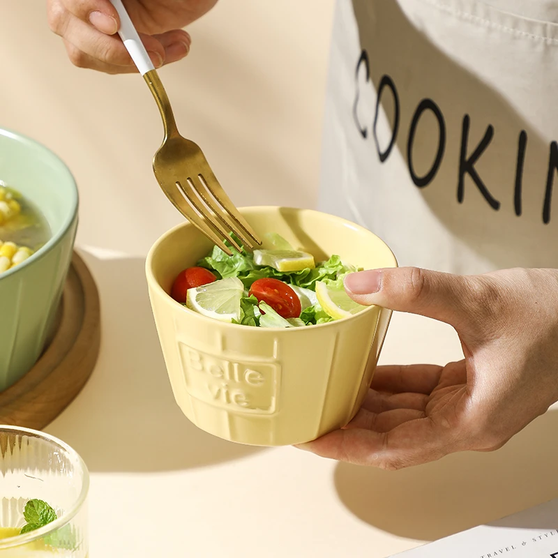 ins风陶瓷高颜值沙拉碗甜品碗早餐碗家用饭碗网红款酸奶碗泡面碗