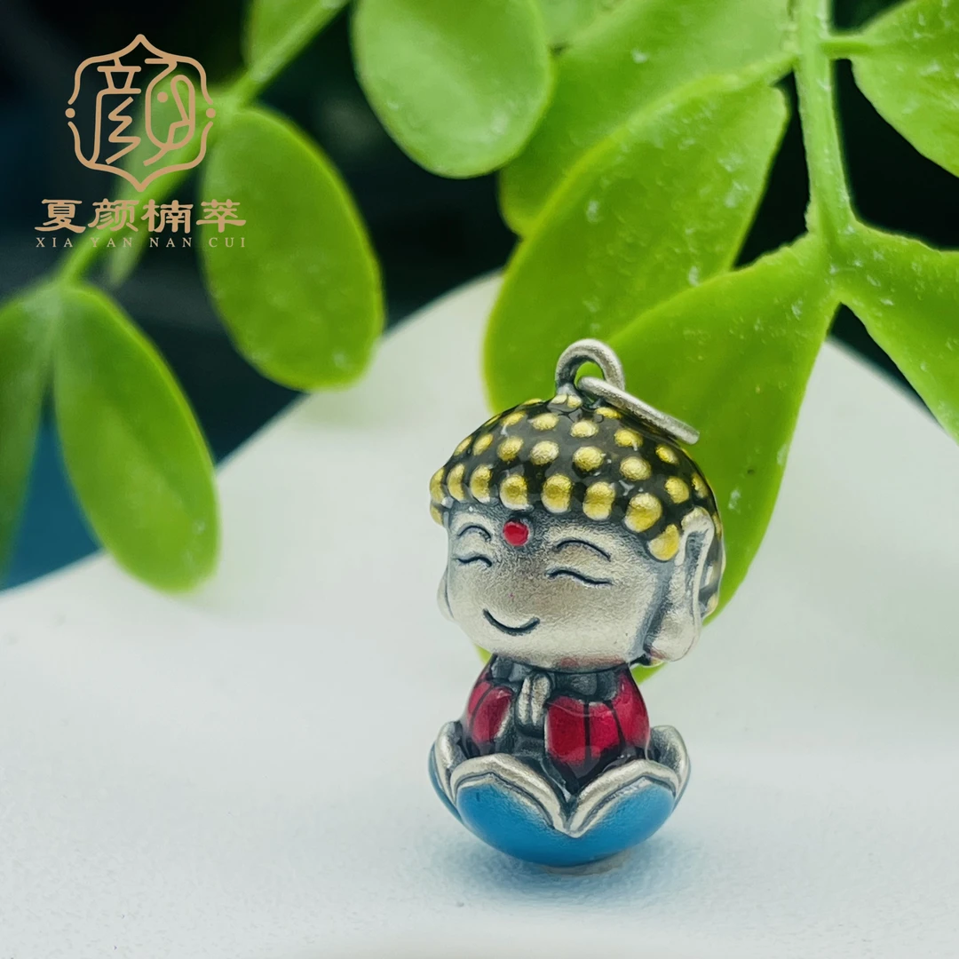 吊坠足银珐琅 【夏颜楠萃】足银999 珐琅彩莲蓬宝宝吊坠 3.9克+