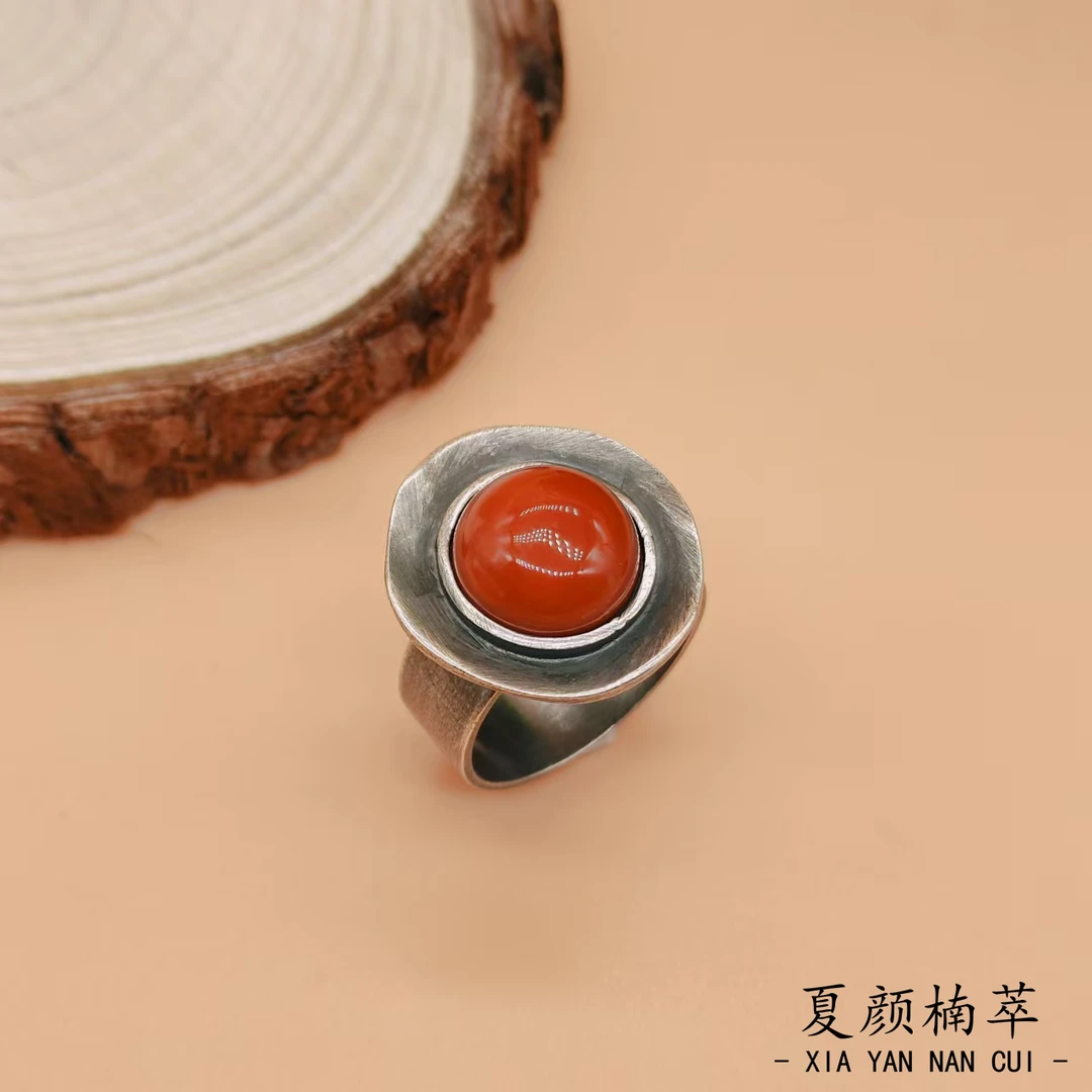 【夏颜楠萃】聚宝盆南红戒指，大气 时尚