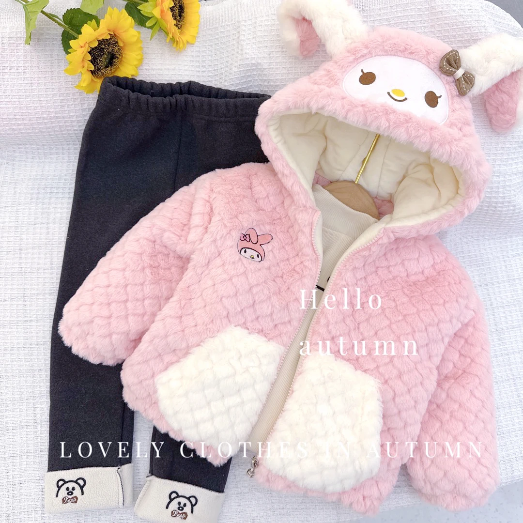 女童外套冬款棉服加厚毛毛衣2023新款时髦保暖棉衣女宝宝加绒外套