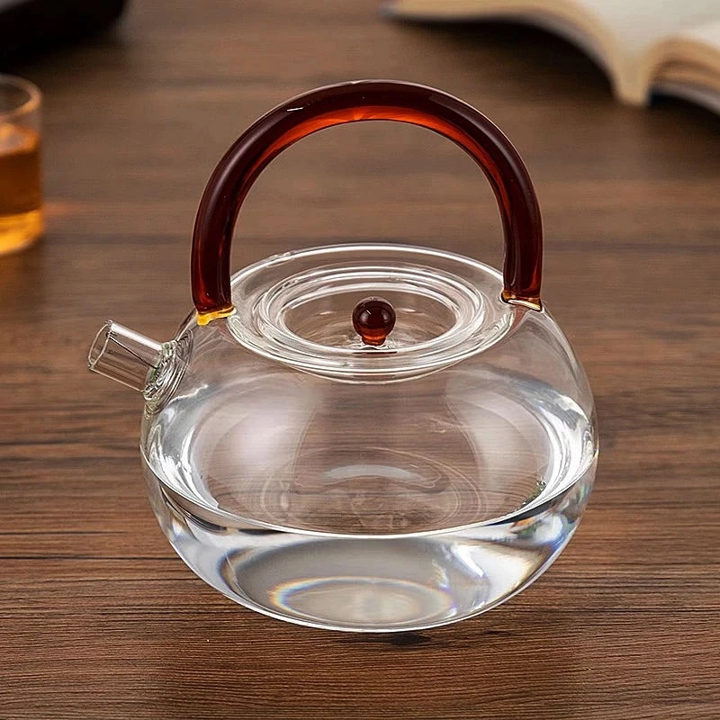 叙锦煮水泡茶壶加厚玻璃耐热煮茶壶日式提梁烧水壶带滤网茶具泡壶