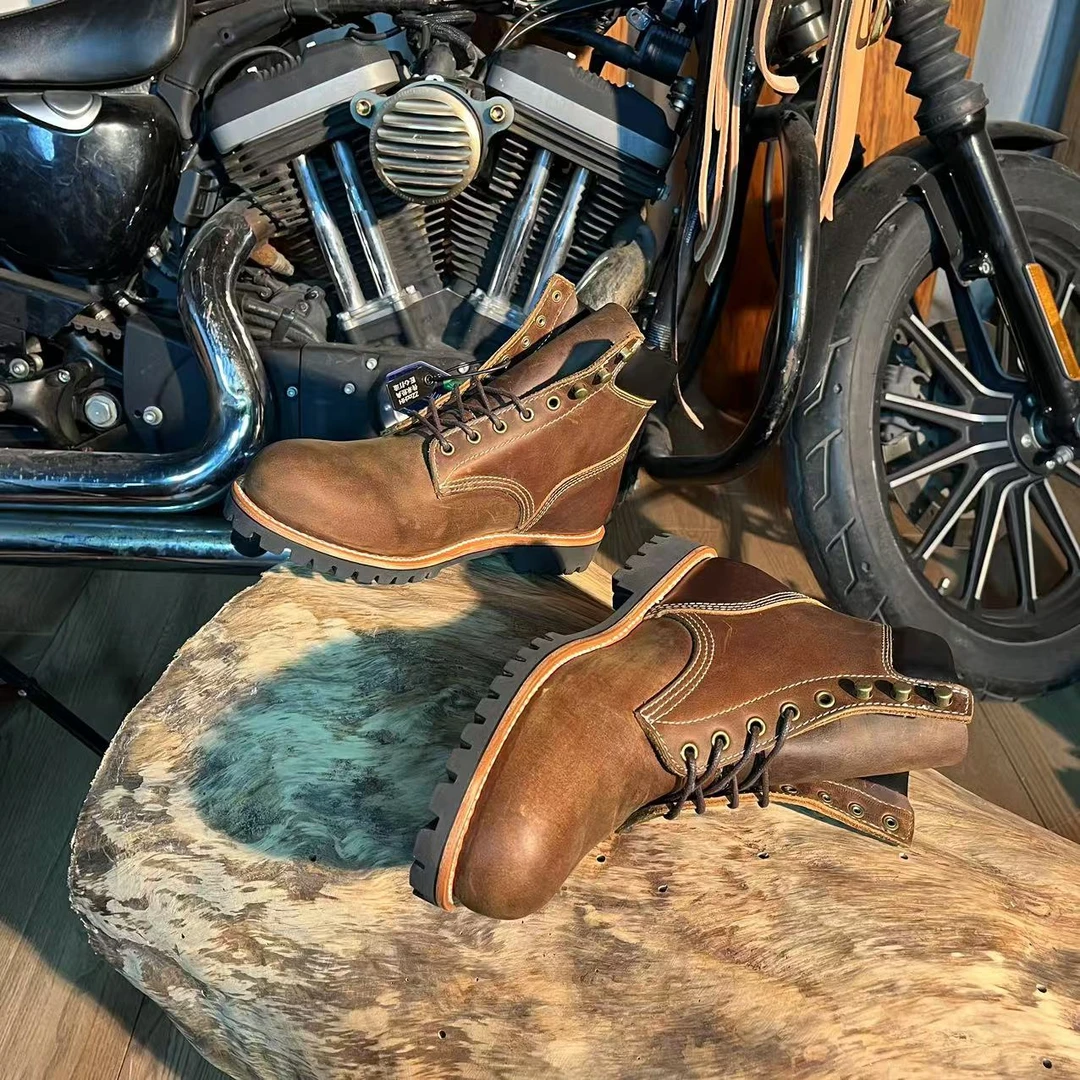 虎哥工装高端固特异工艺工装靴阿美咔叽风男鞋美式复古潮鞋LZ0032