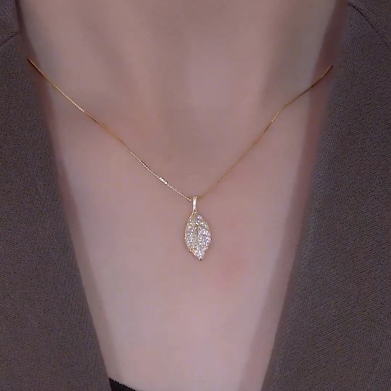 钛钢项链 不掉色小树叶项链 NEW366