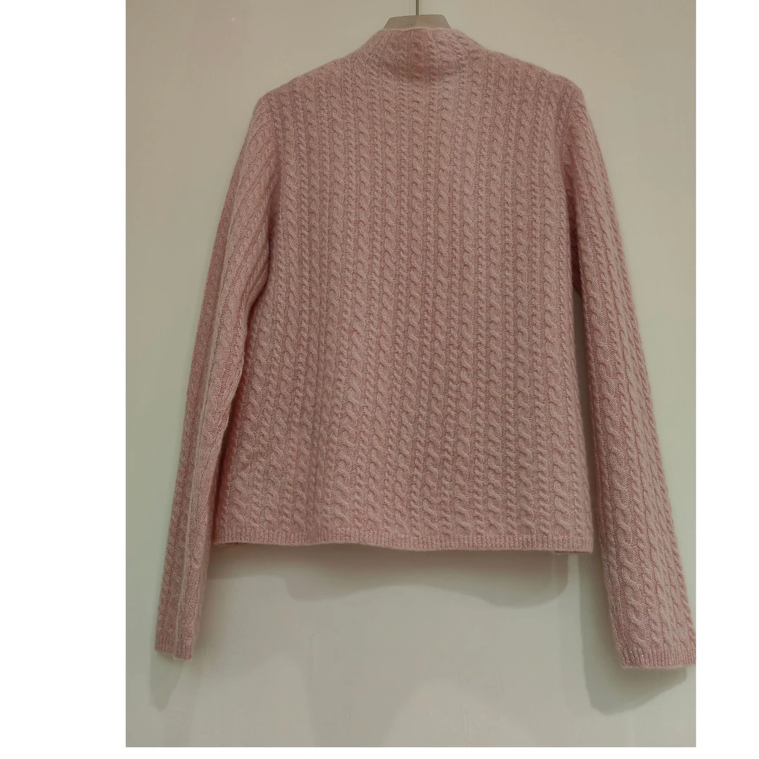 2024高奢品100%羊绒麻花高领打底衫227150