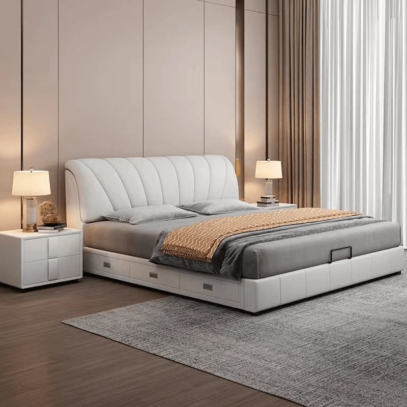 简约齐边床1.8米小户型主卧室大气高端轻奢软包时尚科技布床婚床