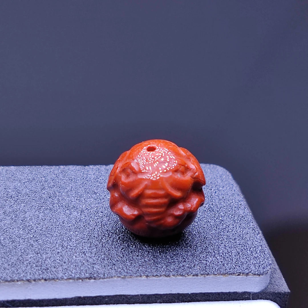 天然深色玛瑙南红满肉象神雕刻圆珠顶珠散珠DIY配件