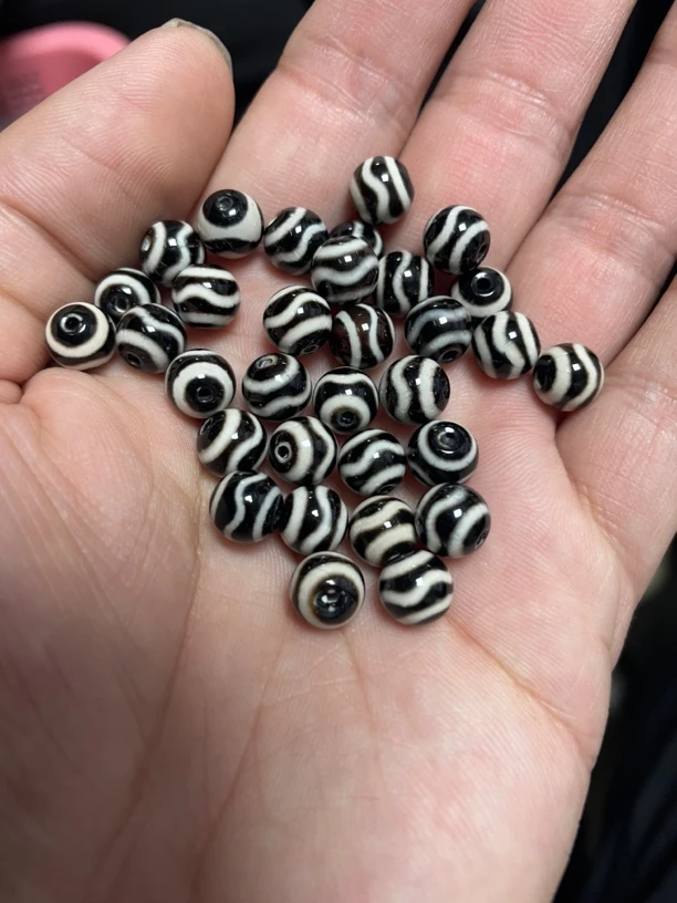 水纹珠虎牙珠黑白散珠一颗直播选货