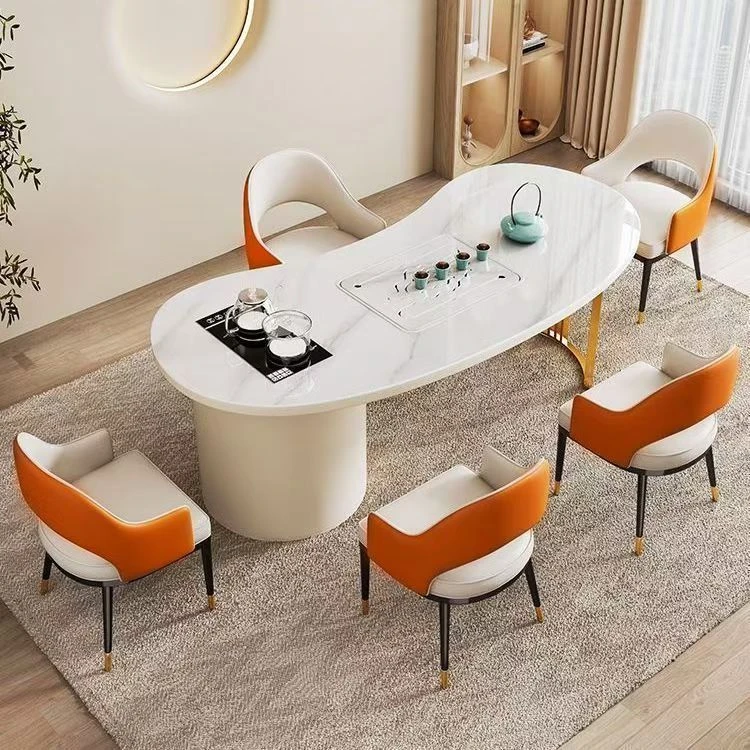 意式轻奢岩板茶桌茶台家用阳台办公门店通用组合耐高温全自动烧水