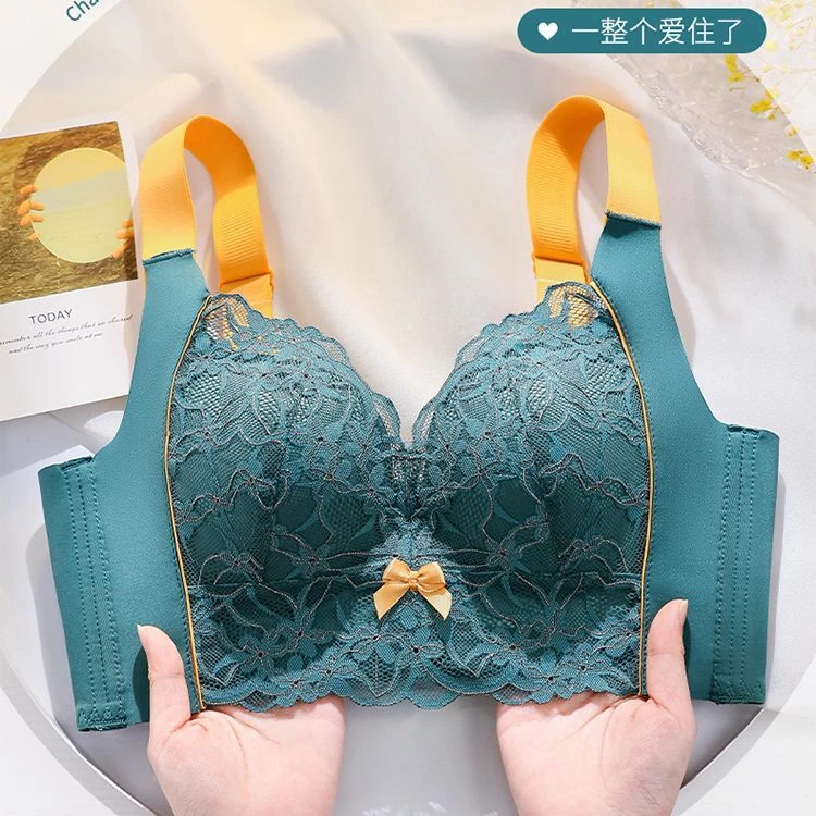 薄款无痕内衣女大胸显小無钢圈聚拢收副乳防下垂调整型美背文胸罩