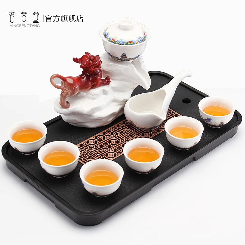 江崖海水亚光定窑白自动茶具变色貔貅可养茶宠摆件（安全包装）