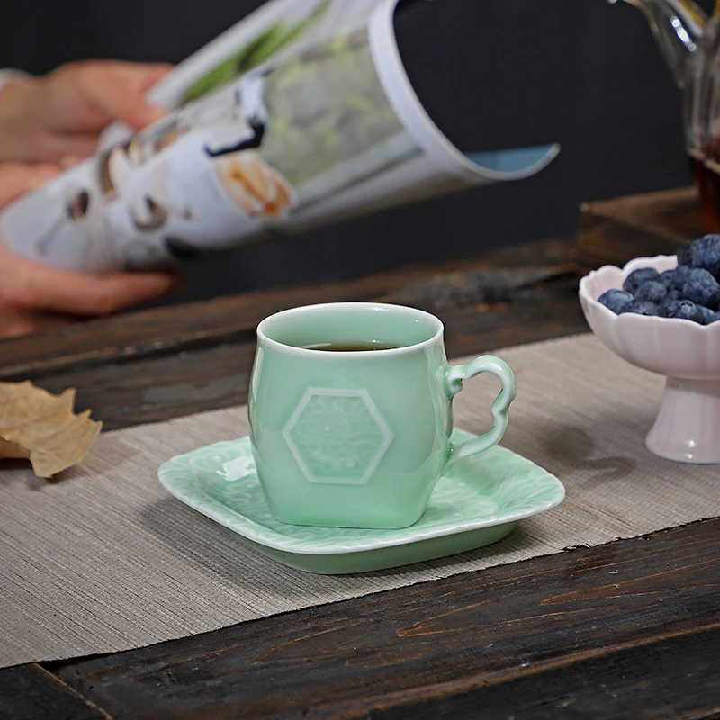 中式复古马克杯办公室水杯陶瓷泡茶杯喝水杯咖啡杯高级感早餐杯