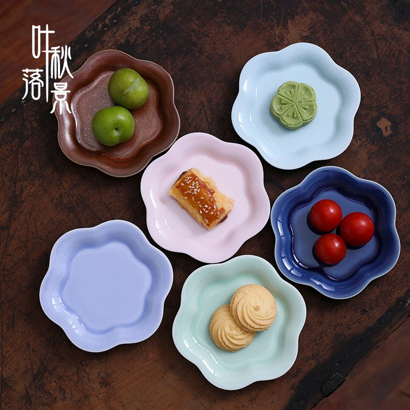 中式精致小茶碟陶瓷茶点点心盘商用中秋月饼喜饼盘展示盘糕点摆盘