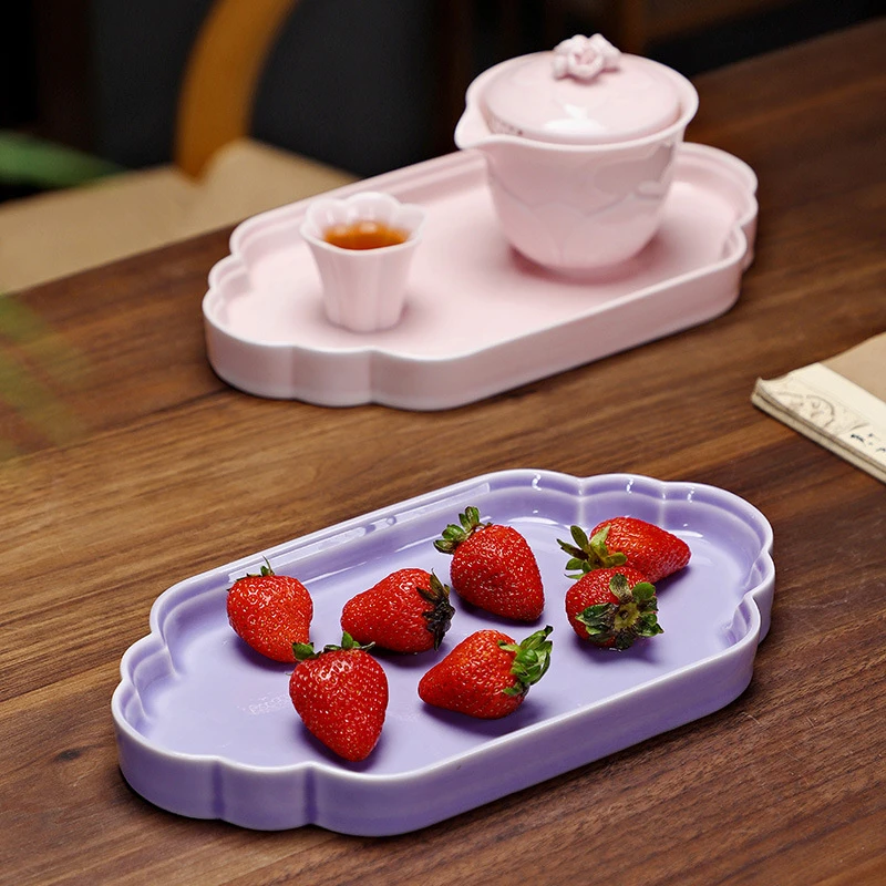 陶瓷水果盘茶点盘中式复古轻奢结婚摆盘婚庆果盘酒店会所餐厅托盘