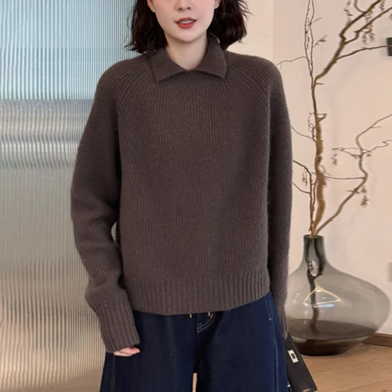 美拉德设计感遮肉套头针织衫毛衣女秋冬新款今年流行时尚休闲上衣