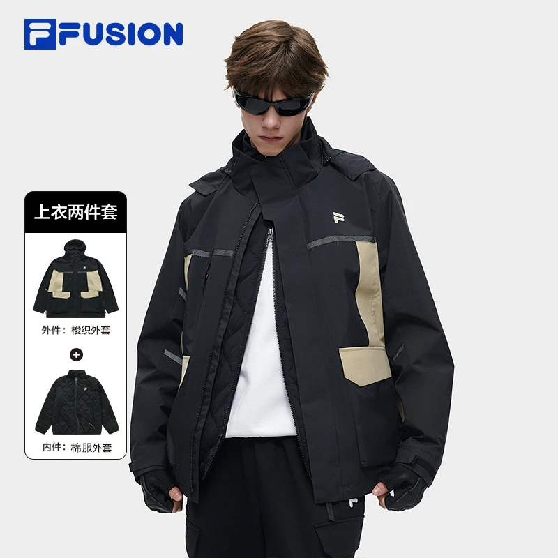 【2件装】FILA斐乐潮牌棉服外套男2024新款户外运动休闲T11M411903