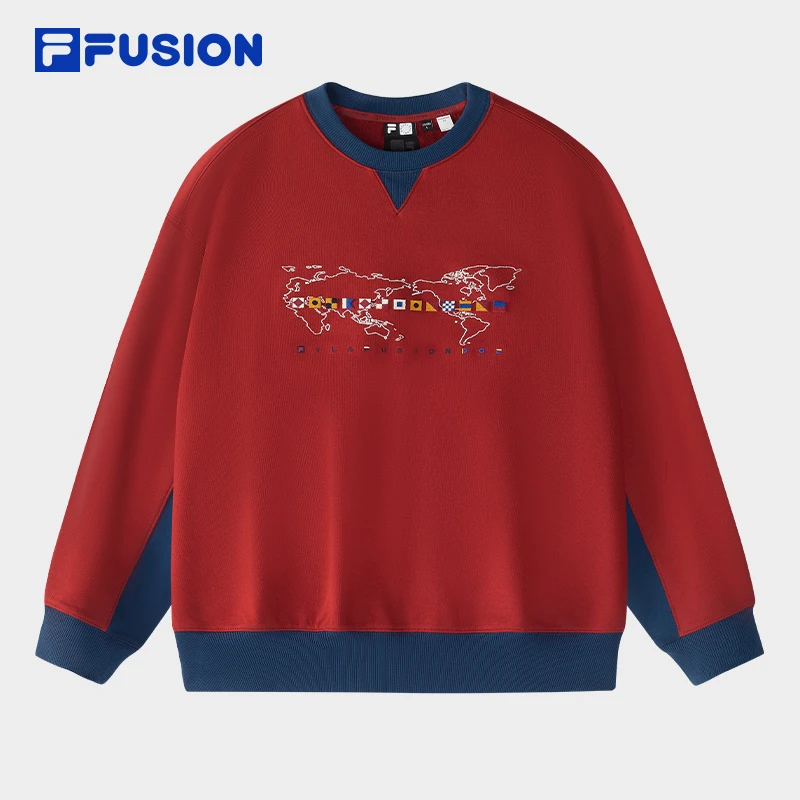 FILA斐乐秋季圆领卫衣男士户外运动休闲宽松百搭长袖T11M446202F