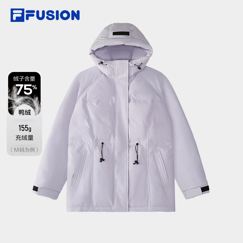 FILA斐乐运动羽绒服女款连帽防风冬季保暖鸭绒厚外套T11W515904F