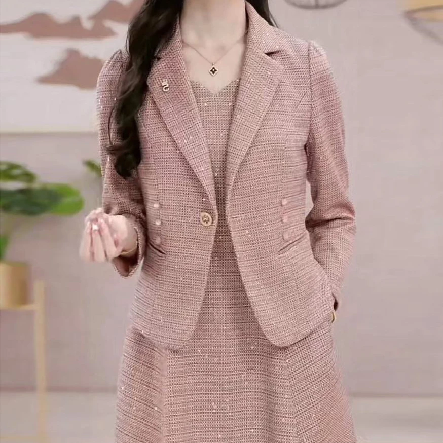 【两件套】春秋连衣裙气质时尚大气减龄收腰显瘦套装裙子妈妈装秋季