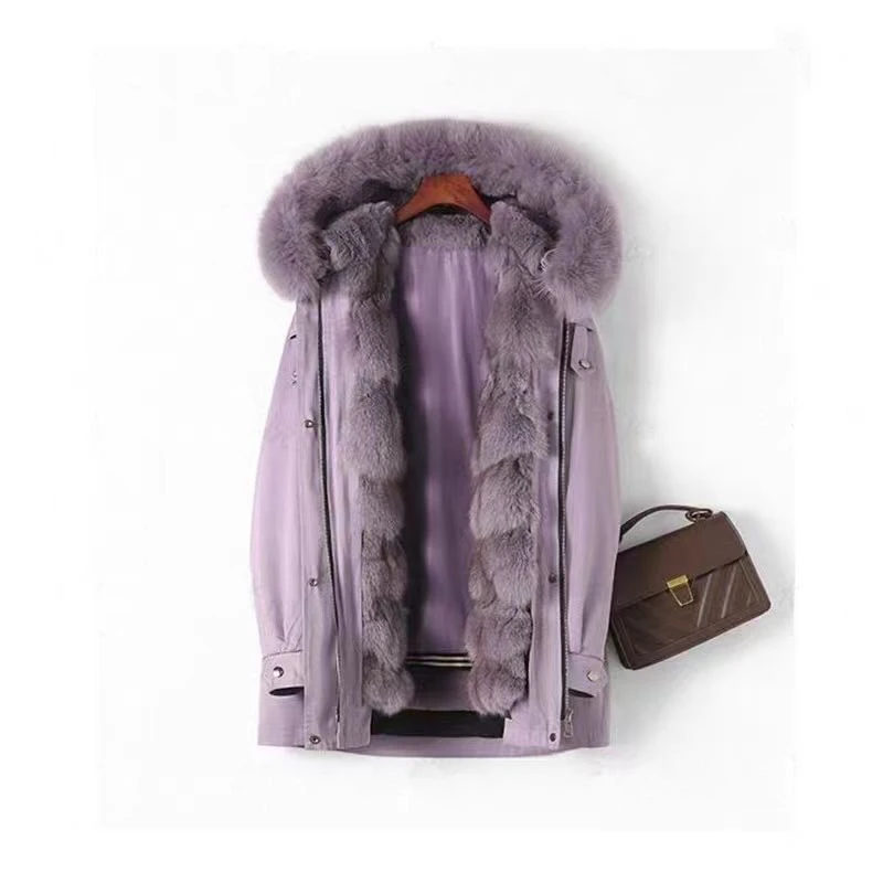 【狐美人】爆款派克服女正品气质连帽中长款真狐狸毛外套秋冬款