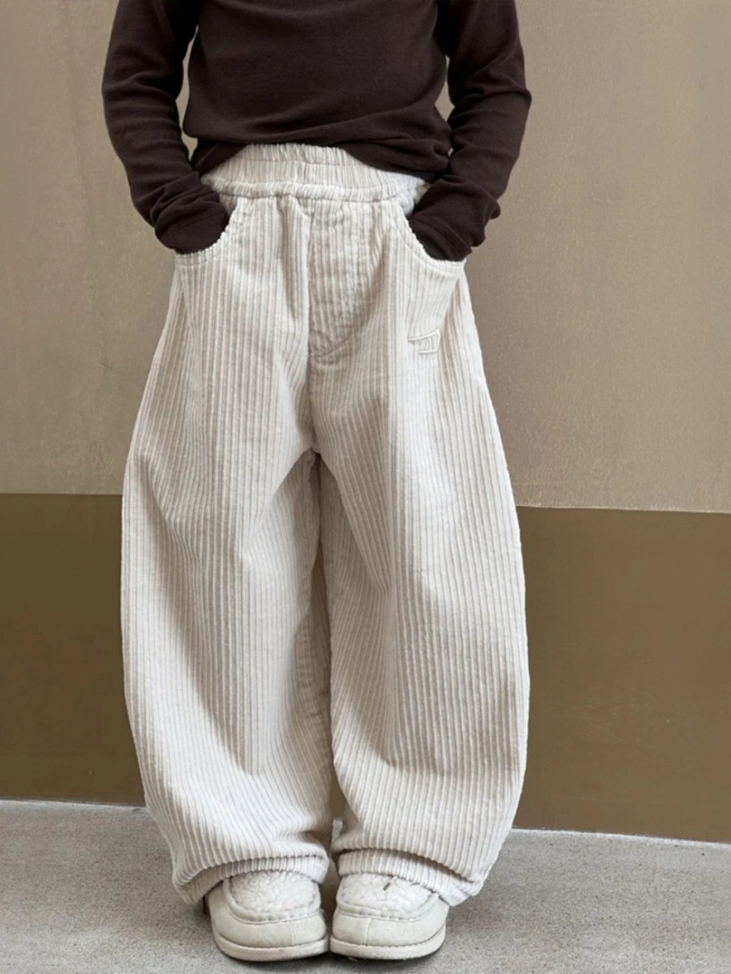 女童灯芯绒直筒裤2023秋冬装新款儿童大童春秋款洋气加绒休闲裤子