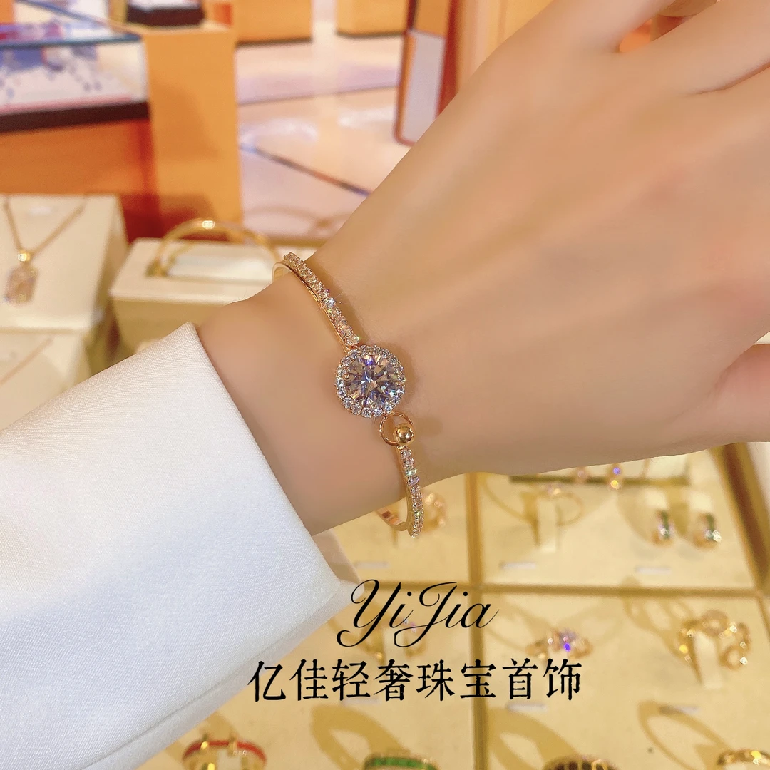 铜合金合成锆石手镯 春日花花高定系列手镯FS911香槟色时尚气质