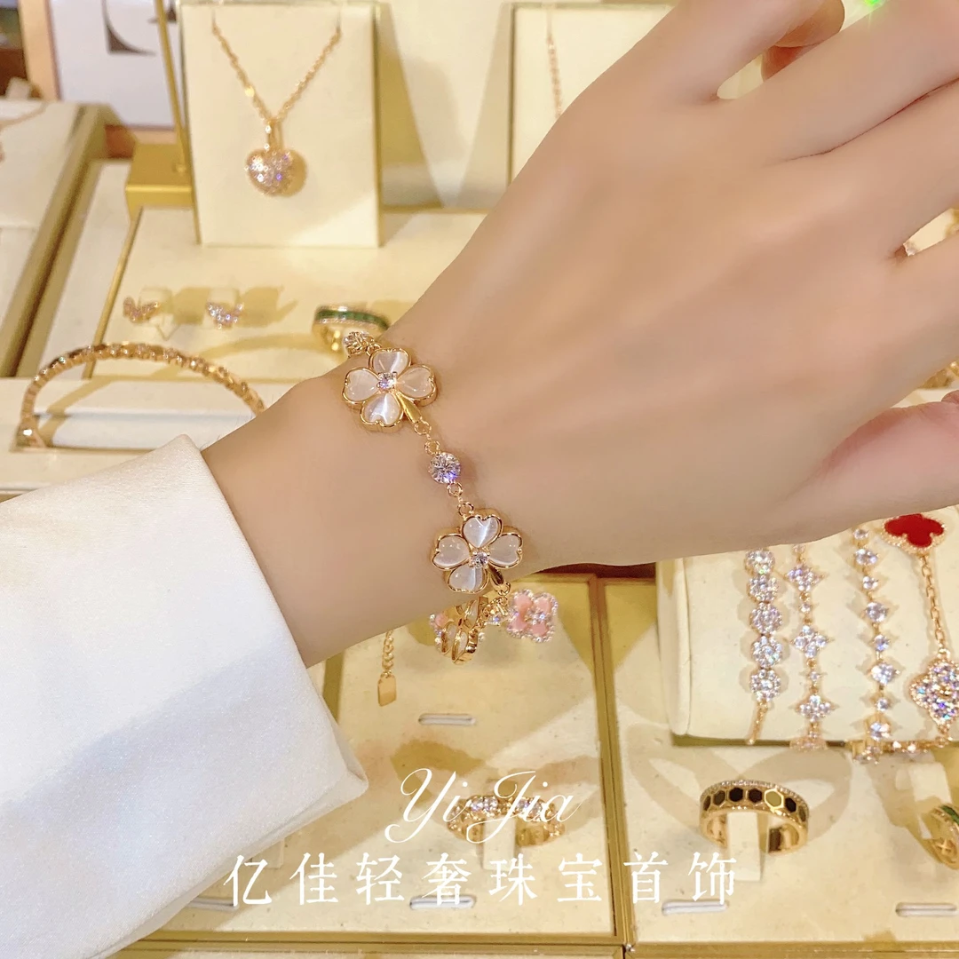 铜合金合成锆石手链 时尚高定系列春日花花手链轻奢FS998气质