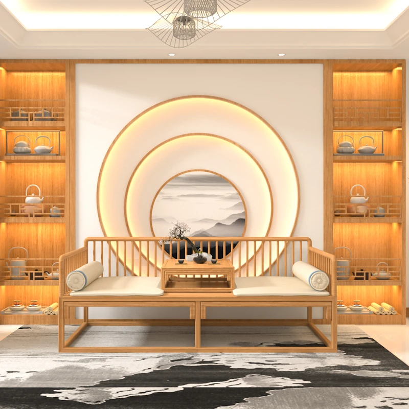 新中式罗汉床实木罗汉椅客厅简约懒人沙发椅茶室家具休闲贵妃榻