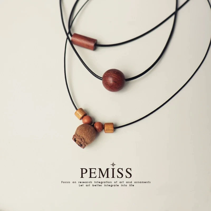钛钢木质项链 颈绳时尚手工气质百搭情侣复古吊坠小饰品高档
