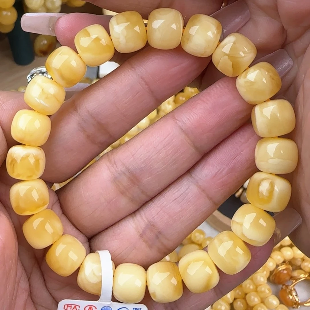 蜜蜡手链未镶嵌金白老型手串