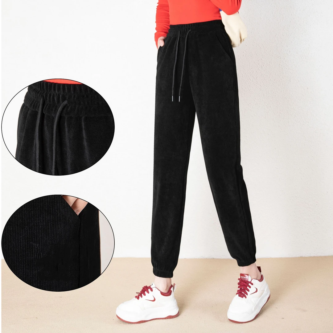 027秋款休闲迷你条卫裤 黑色