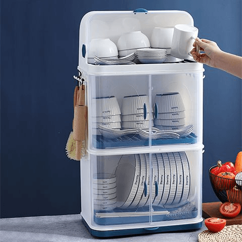 塑料厨房碗架碗筷收纳盒翻盖放餐具装碗箱碟盘碗柜家用沥水置物架