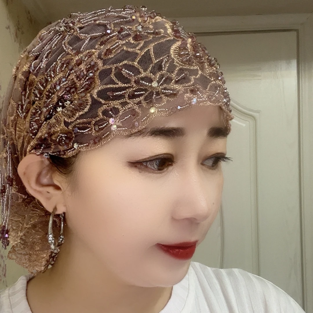 新款高端【蕾丝双层手工串珠鱼尾帽子】百搭款