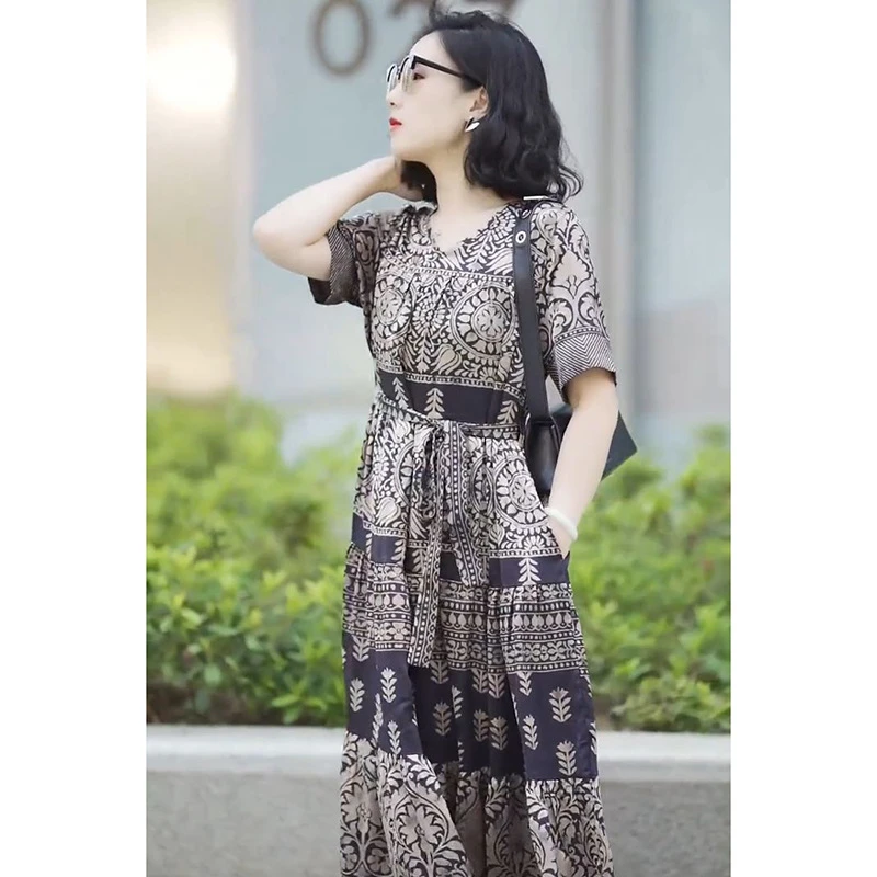 设计感气质时髦减龄连衣裙新款高端大牌奢华名媛高级感长裙5140